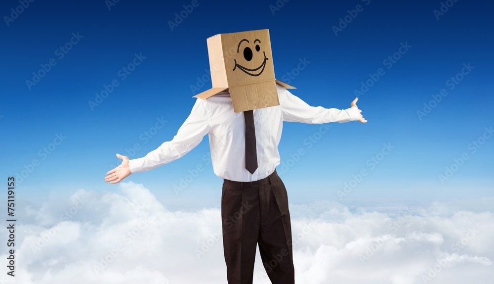 Poster composite image of anonymous businessman with arms out