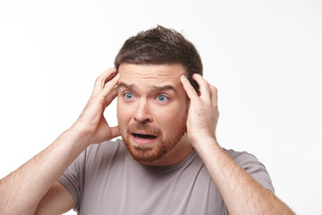 Naklejka premium the young men have a headache