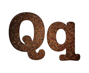 Letter Q rusty metal.