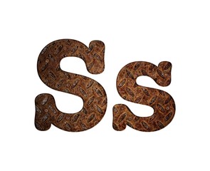 Letter S rusty metal.
