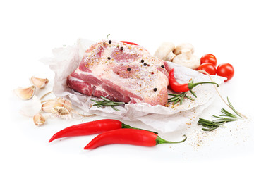 Raw meat isolated on white