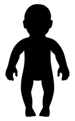 Full length front view standing baby silhouette