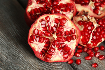 Beautiful composition with juicy  pomegranates,