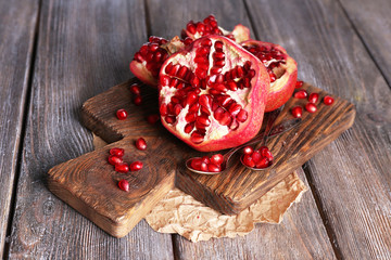 Beautiful composition with juicy  pomegranates,