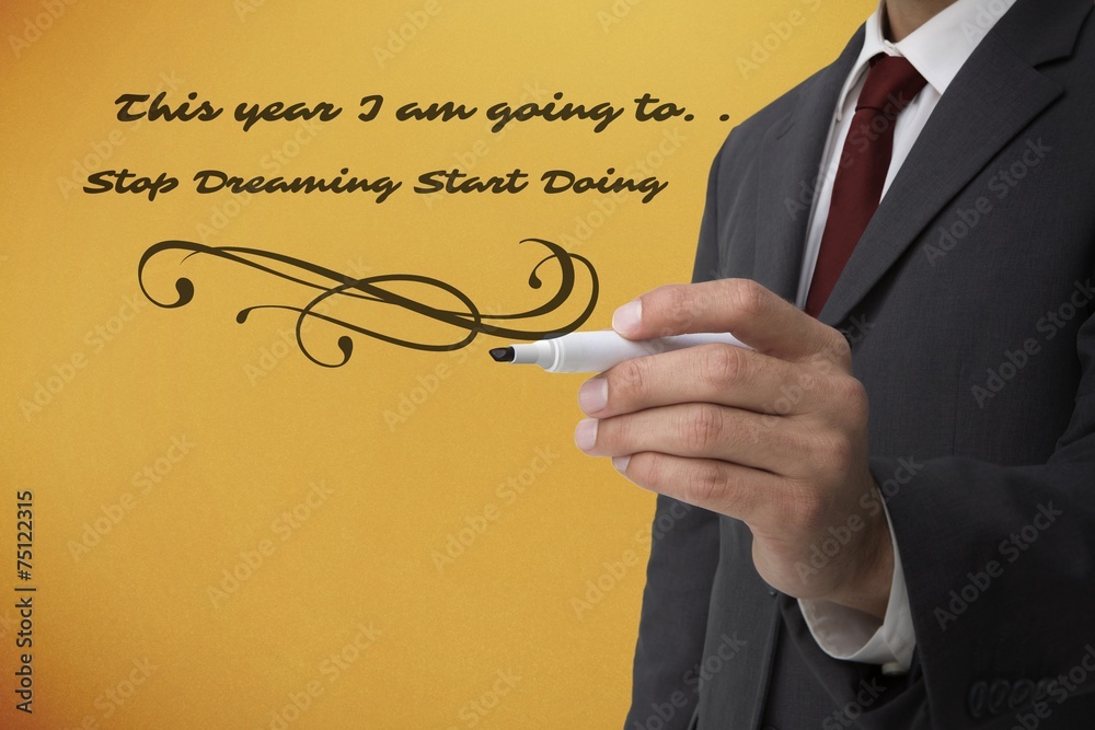 Poster composite image of classy businessman holding a marker