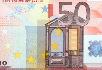 Closeup of the Euro currency money note.