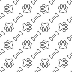 Pet paw and bones for dog pattern