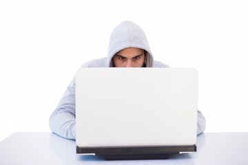 Serious burglar hacking into laptop