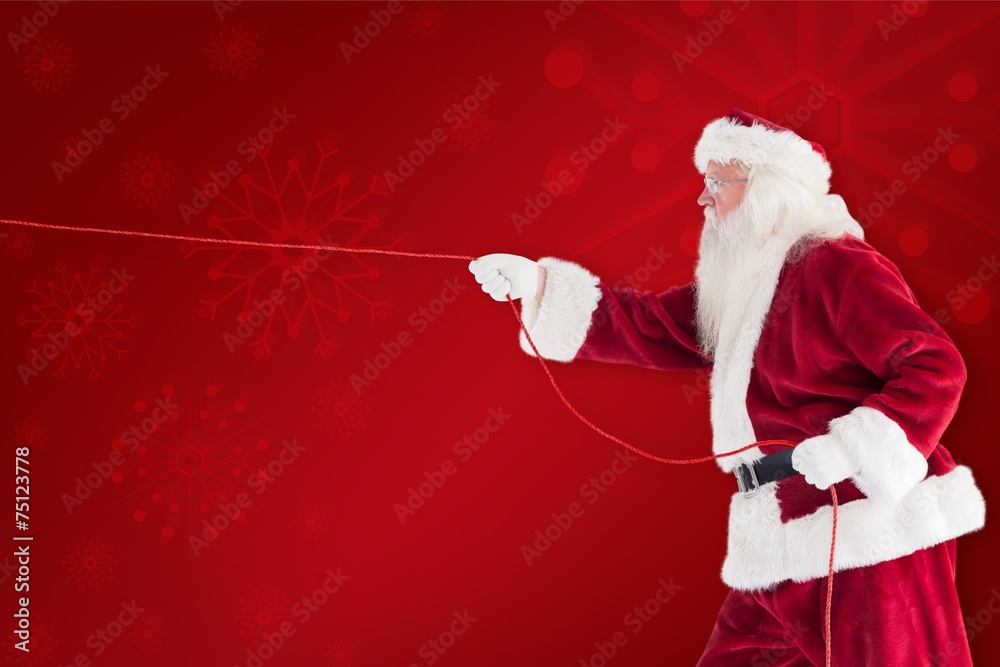 Aufkleber composite image of santa pulls something with a rope