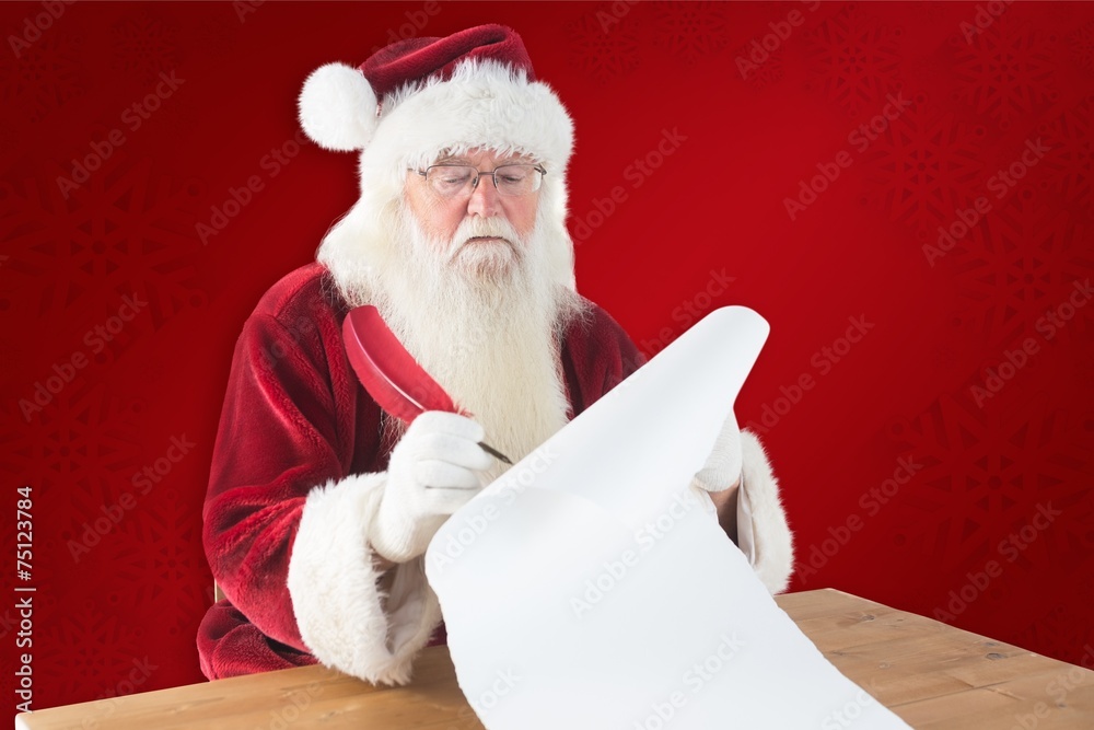 Aufkleber composite image of santa writes something with a feather