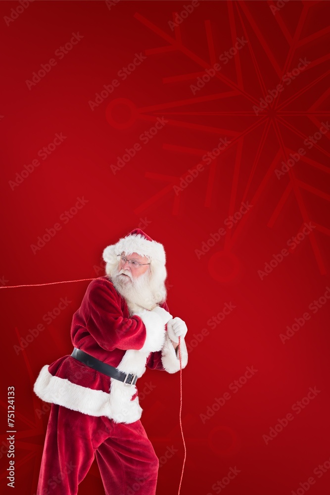 Aufkleber composite image of santa pulls something with a rope