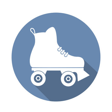 roller skate icon with a long shadow on white