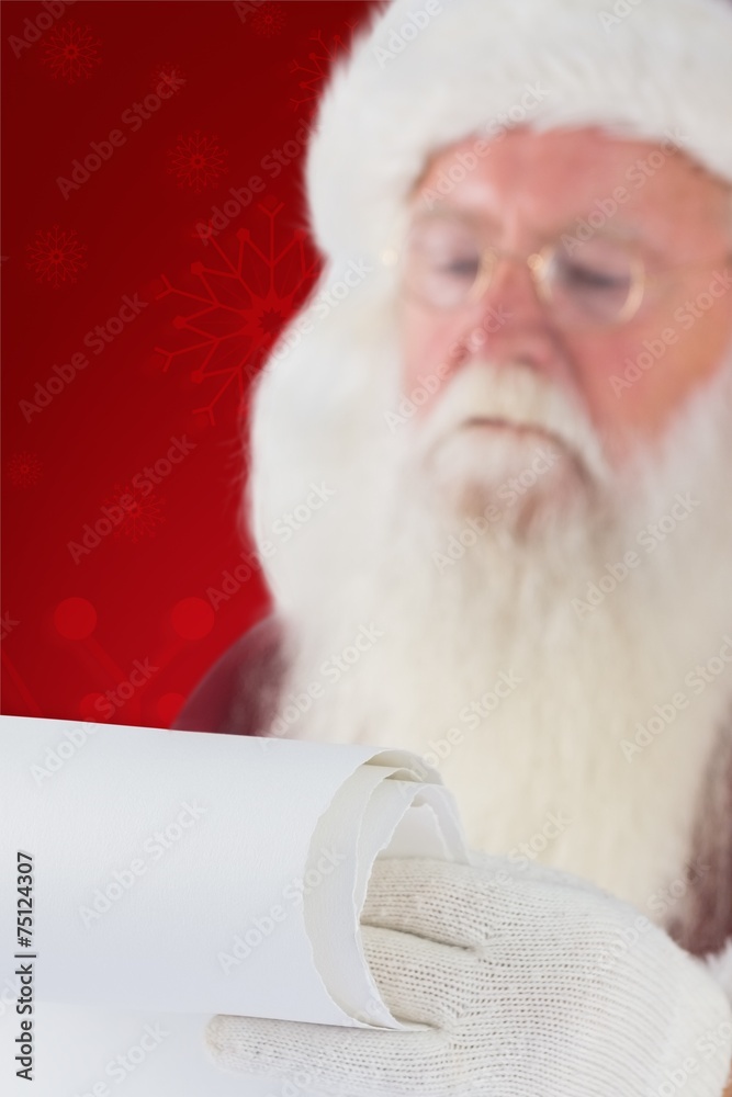 Poster composite image of santa claus reads a list