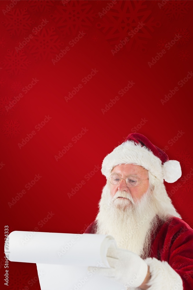 Poster Composite image of santa claus checking his list