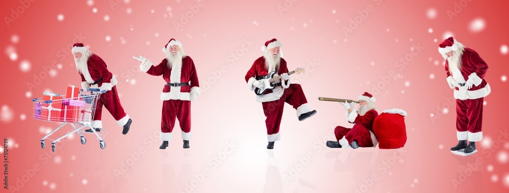Aufkleber composite image of different santas
