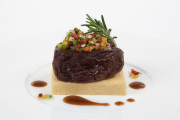 Полента со стейком