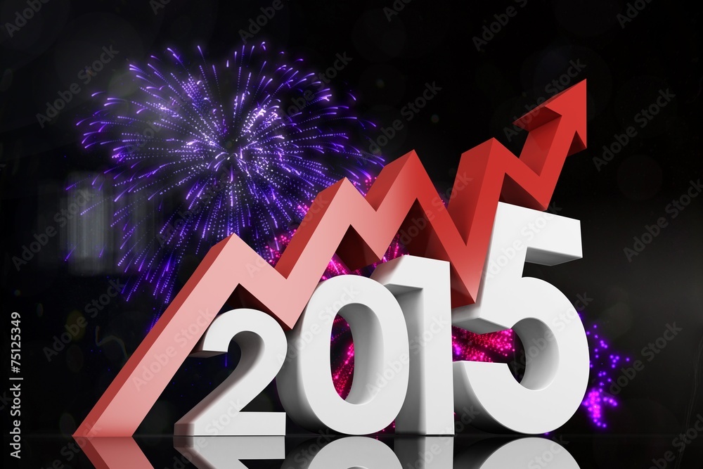 Aufkleber composite image of 2015 with red arrow