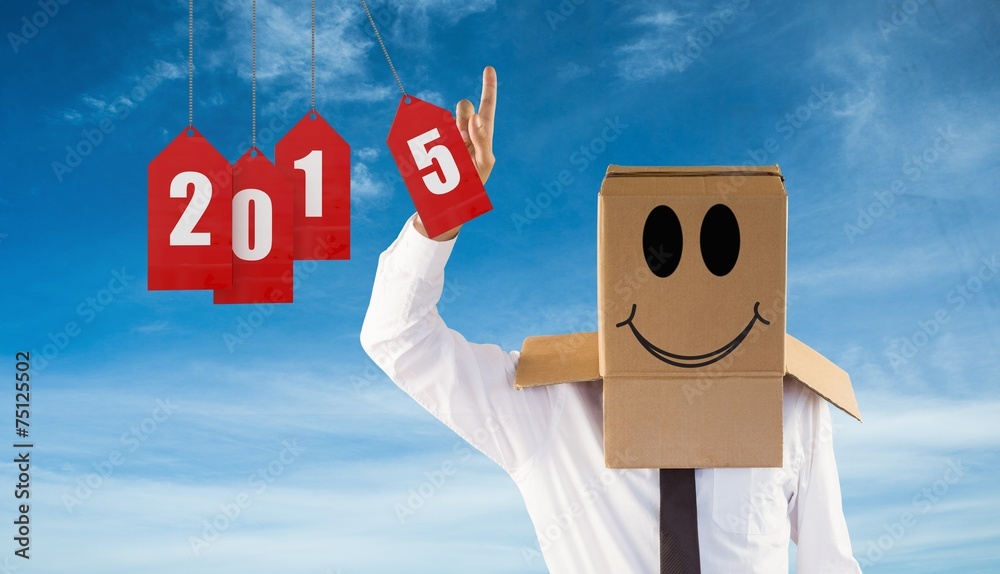 Poster Composite image of anonymous businessman with hand pointing up