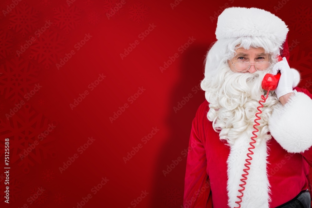 Poster composite image of smiling santa claus on the phone