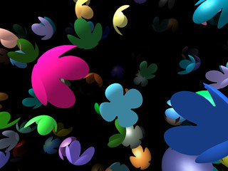 Flying flowers generated 3D background