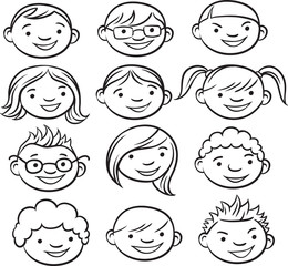 whiteboard drawing - smiling kids faces