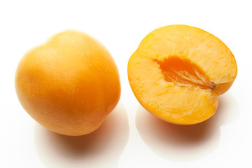 apricots sliced isolated on white background