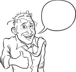 whiteboard drawing - happy satisfied man thumbs up