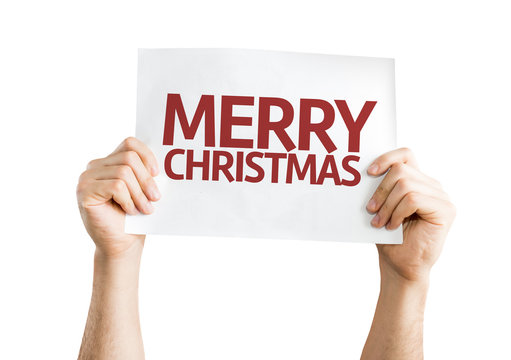 Merry Christmas card isolated on white background