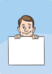 Cartoon businessman with blank placard