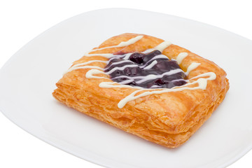 danish pastry with blueberry on white background
