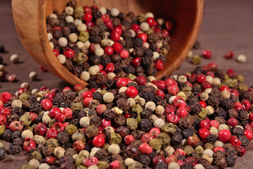 Colored pepper in a bowl