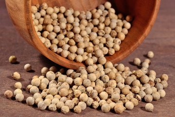 White pepper seeds in a bowl