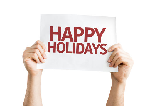 Happy Holidays card isolated on white background