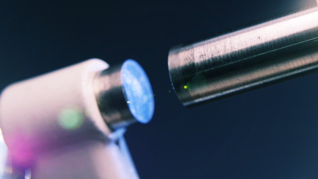 Precision measuring instrument. Dolly shot. Close up. Sequence