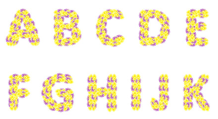 Letters made of flowers, English alphabet, colorful flower font