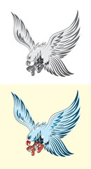 Eagle flying, art vector illustration