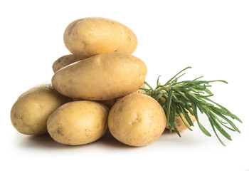 Raw potatoes with rosemary