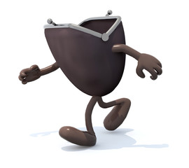 wallet with arms and legs go away