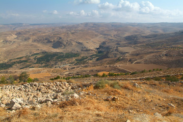 Fototapeta na wymiar View from Nebo mountain to the Land of Promised
