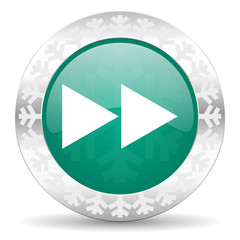 rewind green icon, christmas button