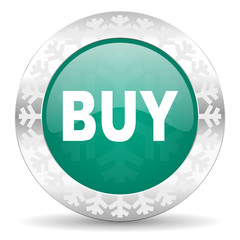 buy green icon, christmas button