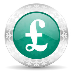 pound green icon, christmas button