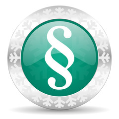 paragraph green icon, christmas button, law sign