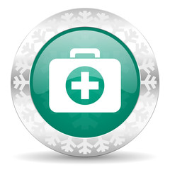 first aid green icon,hospital green icon, christmas button