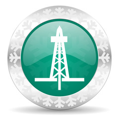 drilling green icon, christmas button