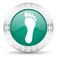 foot green icon, christmas button