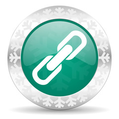 link green icon, christmas button, chain sign