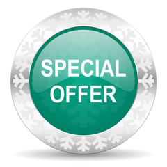 special offer green icon, christmas button