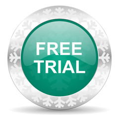 free trial green icon, christmas button