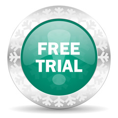free trial green icon, christmas button